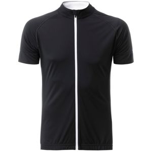 James & Nicholson Pánsky cyklistický dres na zips JN516 - Čierna / biela | XL