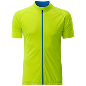 James & Nicholson Pánsky cyklistický dres na zips JN516 - Jasně žlutá / jasně modrá | XXXL