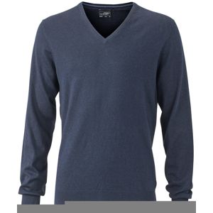 James & Nicholson Luxusný pánsky sveter s kašmírom JN664 - Tmavomodrý melír | XL
