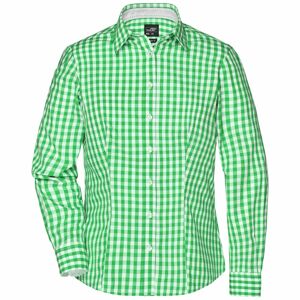 James & Nicholson Dámska kockovaná košeľa JN616 - Zelená / biela | L