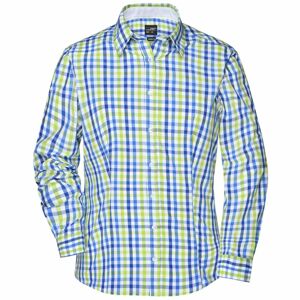James & Nicholson Dámska kockovaná košeľa JN616 - Královská modrá / modrá / zelená / bílá | XS