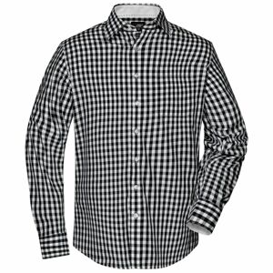 James & Nicholson Pánska kockovaná košeľa JN617 - Čierna / biela | XL