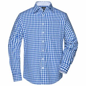 James & Nicholson Pánska kockovaná košeľa JN617 - Kráľovská modrá / biela | M