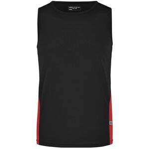 James & Nicholson Pánske športové tričko bez rukávov JN305 - Čierna / červená | XXL