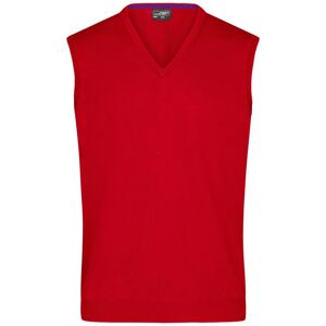 James & Nicholson Pánsky sveter bez rukávov JN657 - Červená | XXL