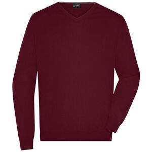 James & Nicholson Pánsky bavlnený sveter JN659 - Bordeaux | XXL