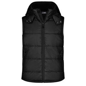 James & Nicholson Pánska zimná vesta s kapucňou JN1004 - Čierna | XXXL