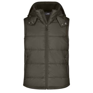 James & Nicholson Pánska zimná vesta s kapucňou JN1004 - Hnedá | M