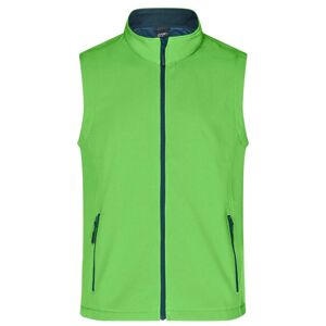 James & Nicholson Pánska softshellová vesta JN1128 - Zelená / tmavomodrá | XL