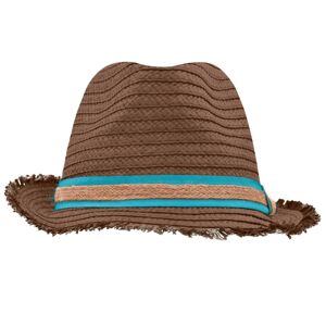 Myrtle Beach Letný slamenný klobúk MB6703 - Nugátová / tyrkysová | S/M