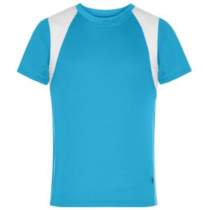 James & Nicholson Detské športové tričko s krátkym rukávom JN397k - Tyrkysová / biela | XXL