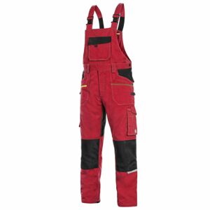 Canis Montérkové nohavice s náprsenkou CXS STRETCH - Červená / čierna | 52