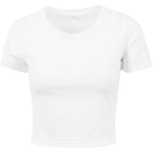 Build Your Brand Dámske crop top tričko s krátkym rukávom - Biela | XXXL
