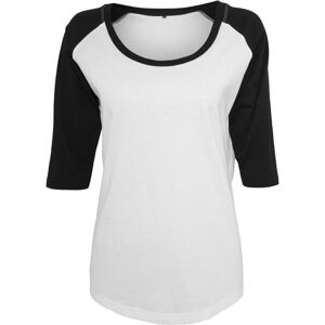 Build Your Brand Dámske dvojfarebné tričko s 3/4 rukávmi - Biela / čierna | M