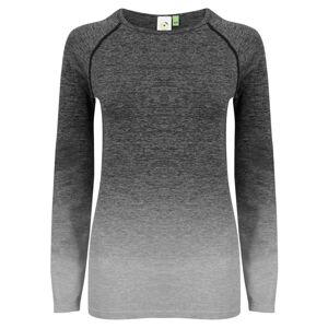 Tombo Dámske športové melírované tričko s dlhým rukávom - Tmavě šedá / světle šedá | L/XL