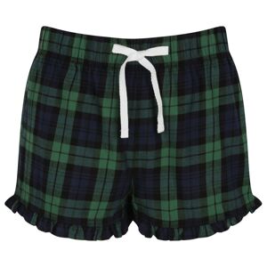 SF (Skinnifit) Dámske flanelové pyžamové šortky - Tmavomodrá / zelená | XL