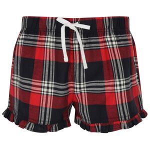 SF (Skinnifit) Dámske flanelové pyžamové šortky - Červená / tmavomodrá | XL