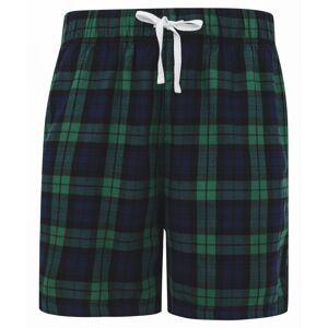 SF (Skinnifit) Pánske flanelové pyžamové šortky - Tmavomodrá / zelená | XS