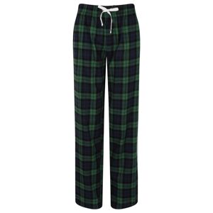 SF (Skinnifit) Dámske flanelové pyžamové nohavice - Tmavomodrá / zelená | S
