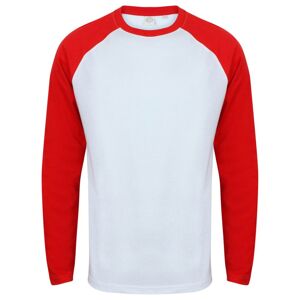 SF (Skinnifit) Pánske dvojfarebné tričko s dlhým rukávom - Biela / červená | S