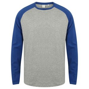 SF (Skinnifit) Pánske dvojfarebné tričko s dlhým rukávom - Šedý melír / královská modrá | XS