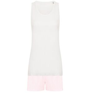 Towel City Dámske krátke pyžamo v sade - Biela / ružová | XS