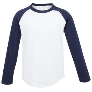 SF (Skinnifit) Detské dvojfarebné tričko s dlhým rukávom - Biela / tmavomodrá | 11-12 rokov