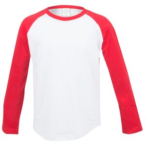 SF (Skinnifit) Detské dvojfarebné tričko s dlhým rukávom - Biela / červená | 11-12 rokov