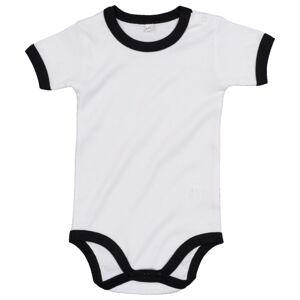 Babybugz Dvojfarebné detské body s krátkym rukávom - Biela / čierna | 3-6 mesiacov