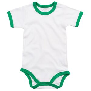 Babybugz Dvojfarebné detské body s krátkym rukávom - Biela / stredne zelená | 6-12 mesiacov