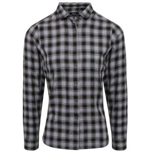 Premier Workwear Dámska bavlnená károvaná košeľa - Oceľovo šedá / čierna | XXL