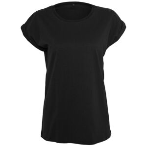 Build Your Brand Voľné dámske tričko s ohrnutými rukávmi - Vintage modrá | XL