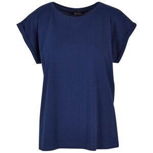 Build Your Brand Voľné dámske tričko s ohrnutými rukávmi - Svetlá námornícka modrá | S