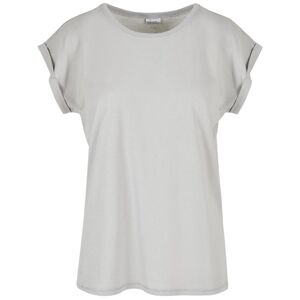 Build Your Brand Voľné dámske tričko s ohrnutými rukávmi - Svetlá asfaltová | XL