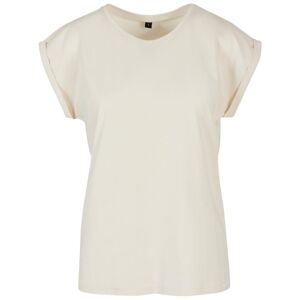Build Your Brand Voľné dámske tričko s ohrnutými rukávmi - Piesková | XL