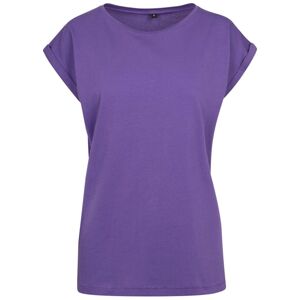 Build Your Brand Voľné dámske tričko s ohrnutými rukávmi - Fialová | XL
