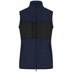 James & Nicholson Dámska fleecová vesta JN1309 - Tmavomodrá / čierna | XL