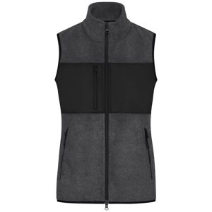 James & Nicholson Dámska fleecová vesta JN1309 - Tmavý melír / čierna | XS