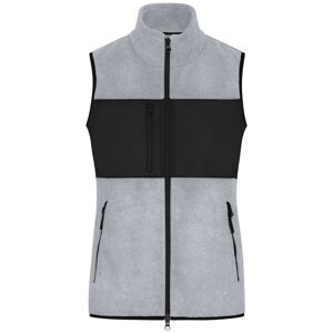 James & Nicholson Dámska fleecová vesta JN1309 - Svetlošedý melír / čierna | XL