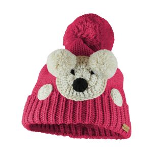 Bontis Detská zimná čiapka s háčkovaným medvedíkom - Tmavoružová | uni