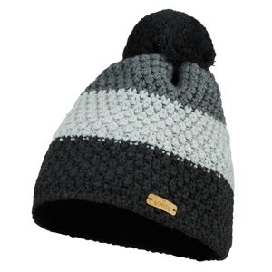 Bontis Trojfarebná pletená zimná čiapka s brmbolcom - Antracit / svetlošedá / stredne šedá | uni