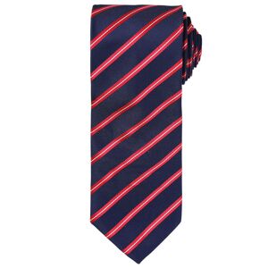 Premier Workwear Pásikavá kravata Sports Stripe - Tmavomodrá / červená