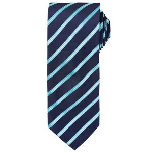 Premier Workwear Pásikavá kravata Sports Stripe - Tmavomodrá / tyrkysová