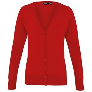 Premier Workwear Dámsky sveter so zapínaním - Červená | L
