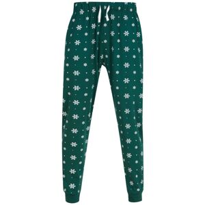 SF (Skinnifit) Pánske vzorované pyžamové nohavice - Tmavozelená / biela | M