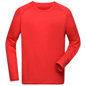 James & Nicholson Pánske funkčné tričko s dlhým rukávom JN522 - Jasno červená | L