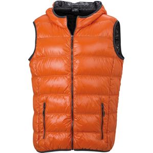 James & Nicholson Ľahká pánska páperová vesta JN1062 - Tmavě oranžová / tmavě šedá | XL