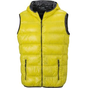 James & Nicholson Ľahká pánska páperová vesta JN1062 - Žlutá / tmavě šedá | XL