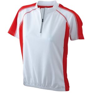 James & Nicholson Dámske cyklistické tričko JN419 - Bílá / červená | XXL