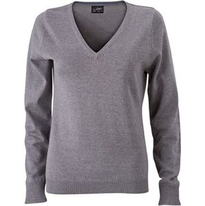James & Nicholson Dámsky bavlnený sveter JN658 - Šedý melír | XXL